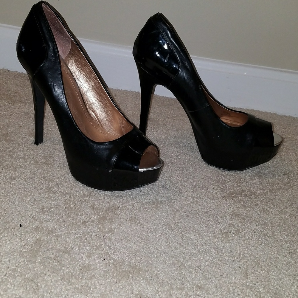 Sexy Black Open-toe Pumps